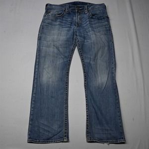 Silver 925 36x32 Grayson Straight Light Bold Stitch Denim Mens Jeans‎